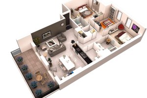 Denah Rumah Minimalis dilengkapi Balkon